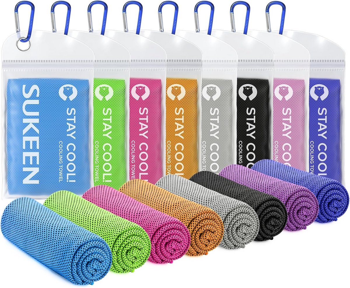 Set van 8 Microvezel Koeltjes, Sportdoek voor Fitness, Yoga, Strand en Camping (100x30 cm)