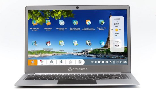 Eenvoudige laptop met groot scherm en intuïtieve interface – ideaal voor e-mails, fotoalbums en internet – geïntegreerde webcam en elegant design