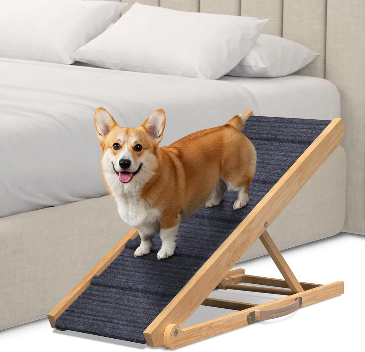 Hondenhelling van Natuurlijk Hout met Treden - Oprit voor Honden