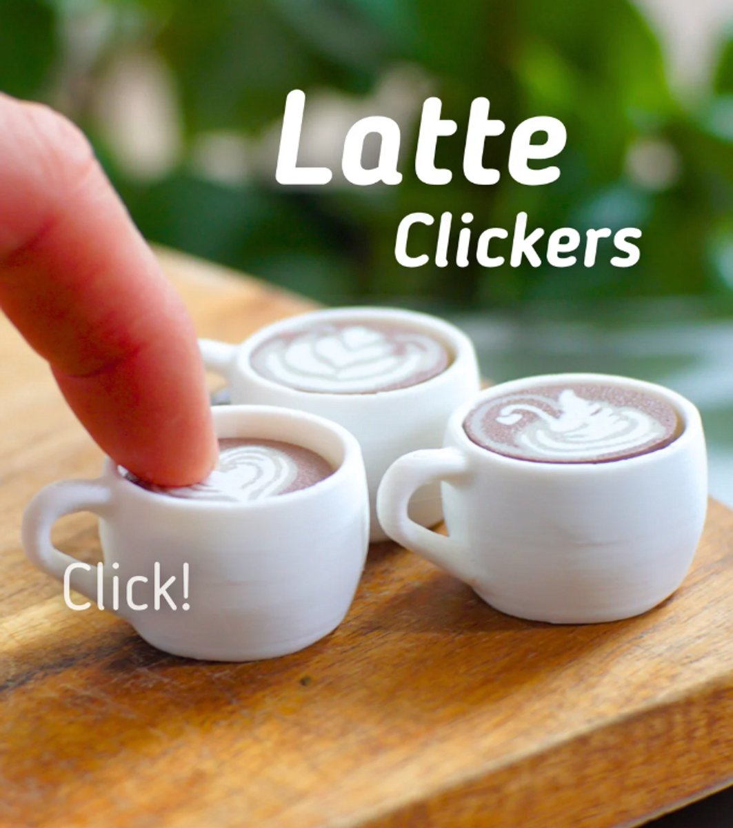 Hart Latte Kopje Koffie Clicker - Vera's Arts & Dice | Heart Latte Clicker 3D Print - Speelgoed - Fidget Toy - Verzamelobject - Koffie Liefhebbers - Sensory Toys - Bruin Wit