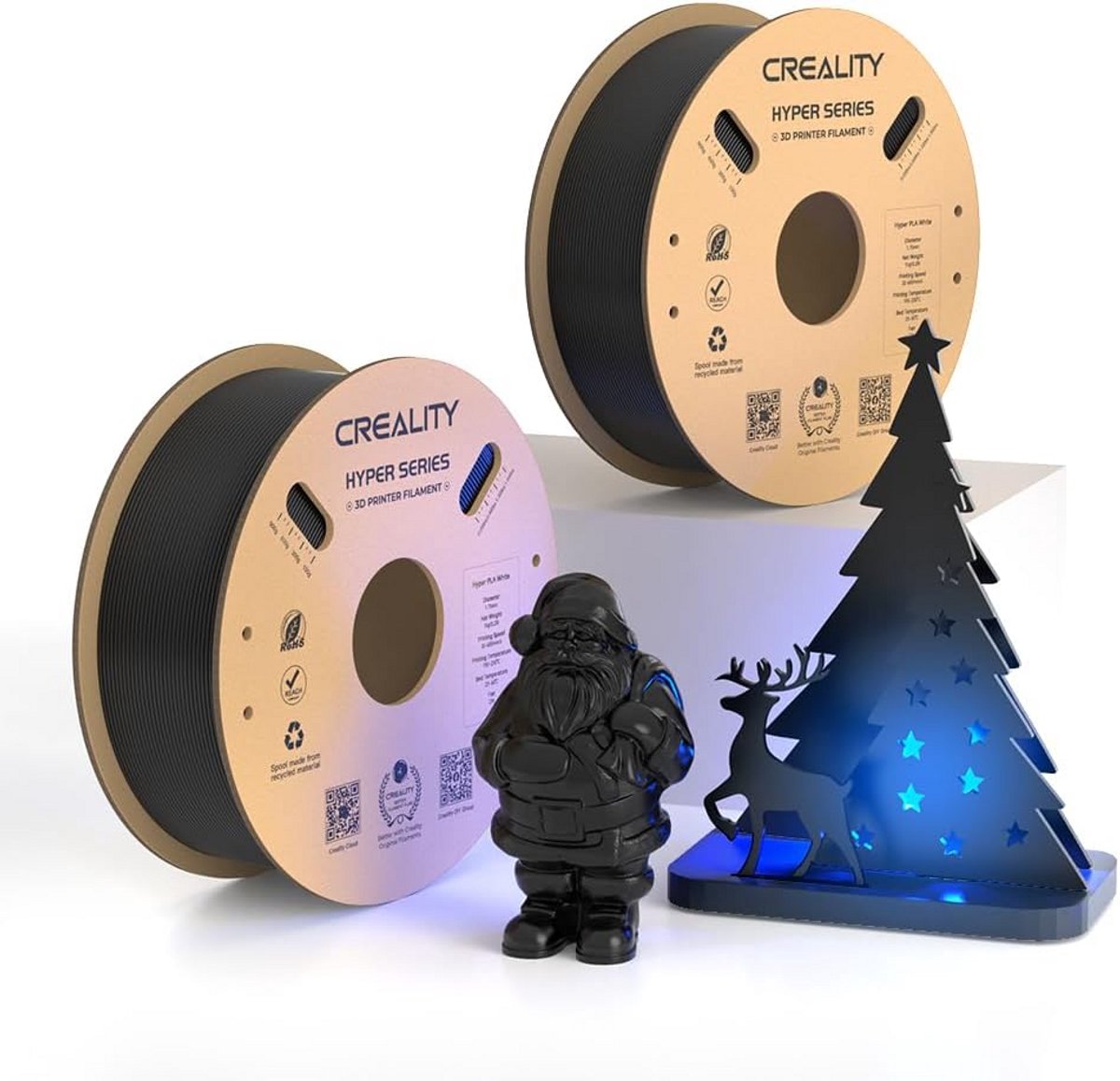 4kg 3D Printer Filament 1.75mm Hoogwaardig High Speed PLA, Zwart (2x1kg)