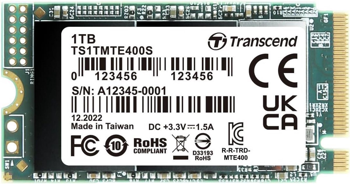 1TB NVMe PCIe Gen3 x4 M.2 2242 Intern Solid State Drive (SSD)