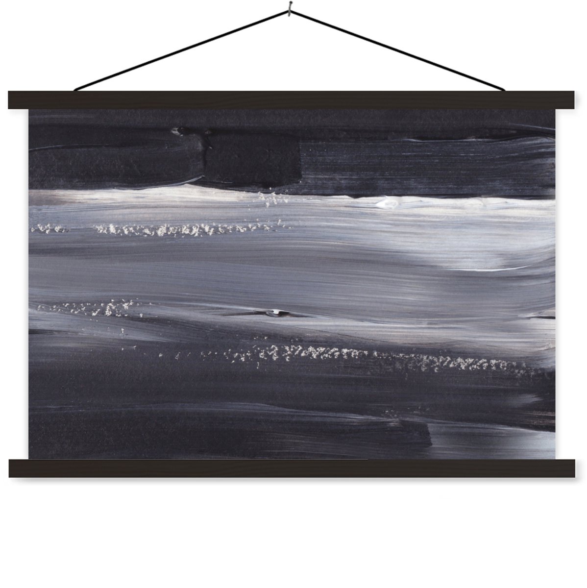 Posterhanger incl. Poster 90x60 cm - Schoolplaat - Verf - Abstract - Zwart - Textielposter
