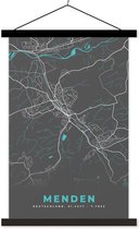 Porte-affiche avec affiche - Affiche scolaire - Allemagne - Blauw - Menden - Plan de la ville - Carte - Plan d'étage - 60x90 cm - Lattes noires