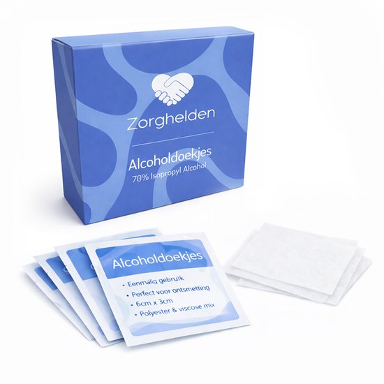 Zorghelden® Professionele alcohol doekjes 100 stuks - Geschikt voor de huid en oppervlakken - Desinfectie doekjes