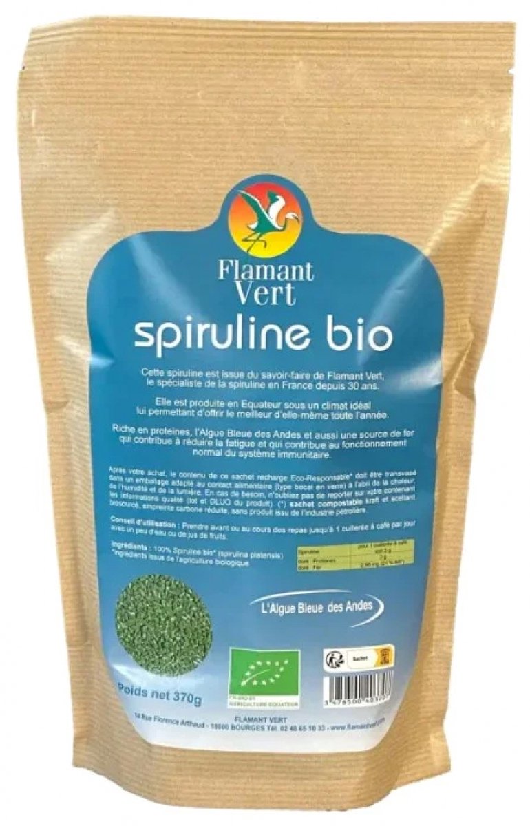 Flamant Vert Spirulina Biologische Microkorrels 370 Gram