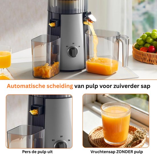ZRSS® Slowjuicer Groot - Groenten en Fruit Pers - Juicer - Sapcentrifuge - Met 2 Glazen van ZRSS — afbeelding 4