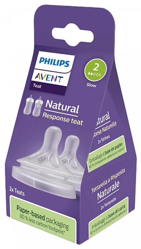 Philips Avent Réflexe de succion naturel - Vitesse 0+ Mois, Lot de 2 - SCY962/02 - Tétines de bouteille