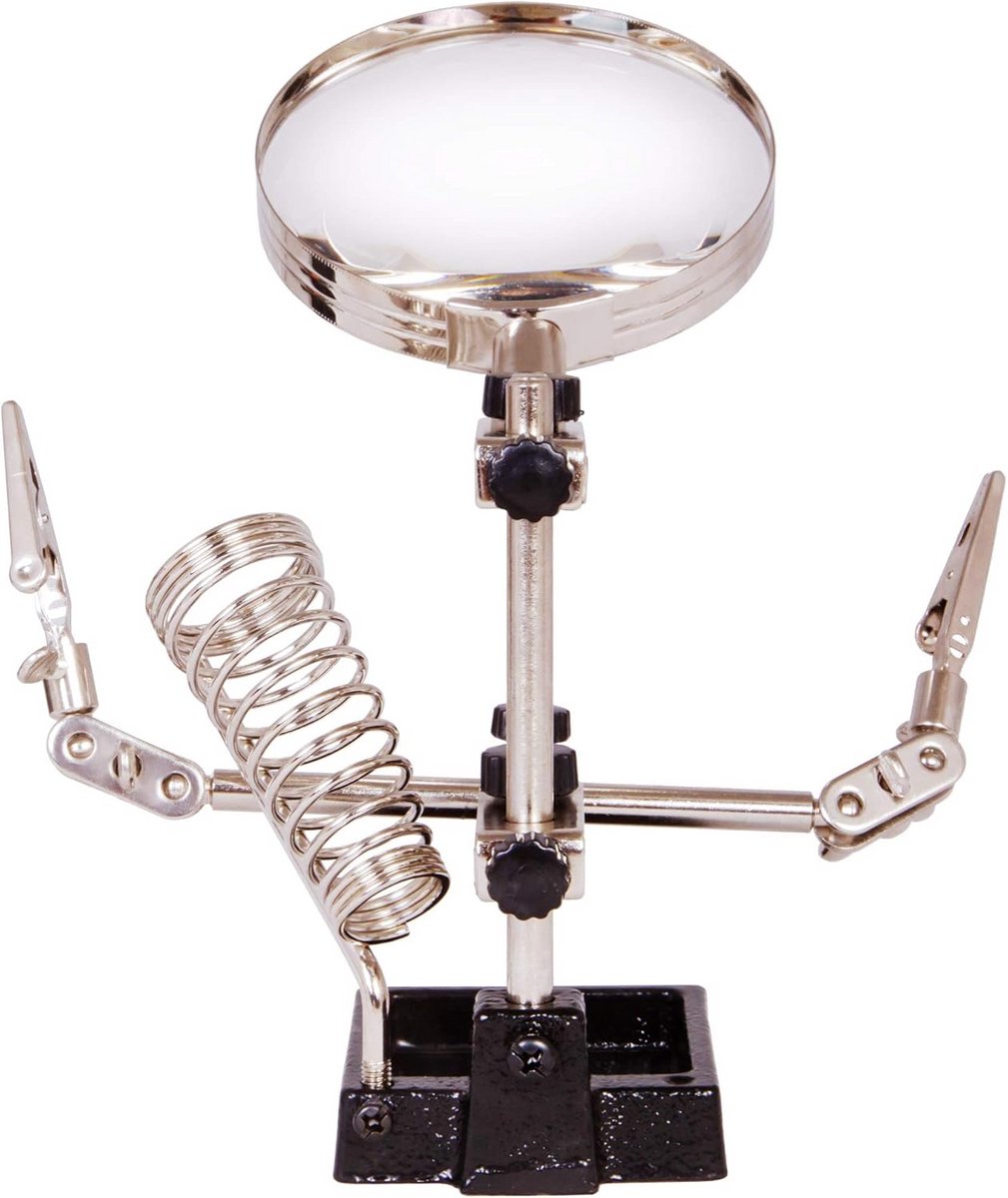 Magnifier with Third Helping Hand and Soldering Iron Holder for Precise Work