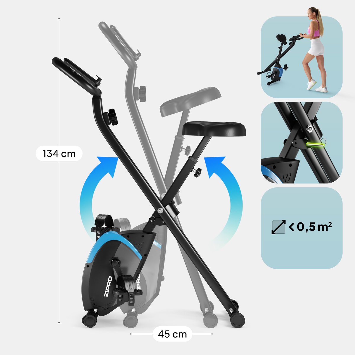 ZIPRO Future X Opvouwbare Hometrainer met Magnetisch - afbeelding 3
