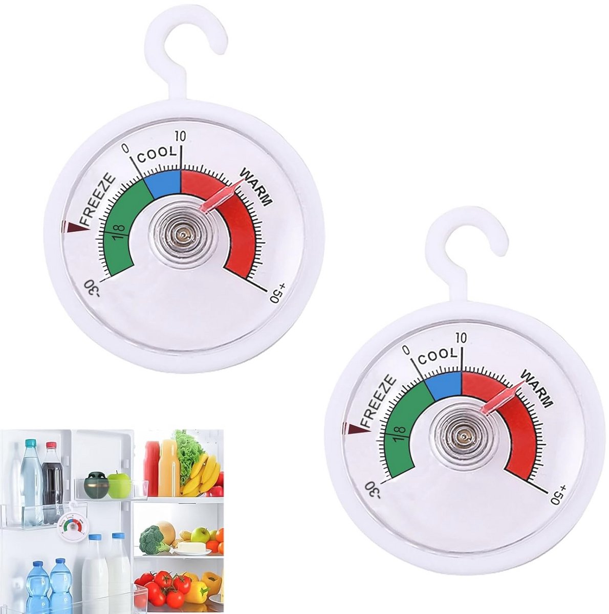 Vriesthermometer 2 stuks -30 tot +50 °C, compact en eenvoudig af te lezen, ideaal voor wijnkelders en minibars