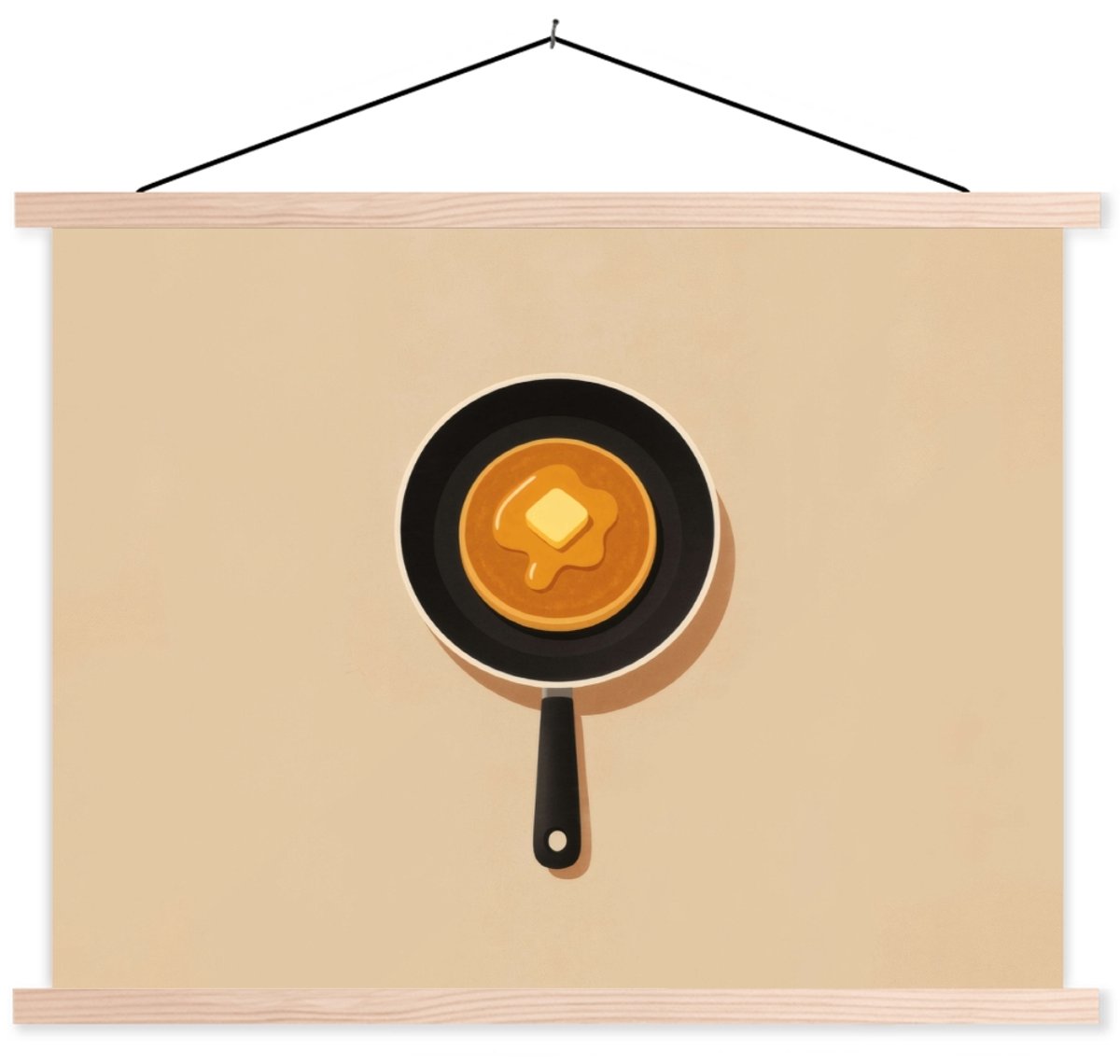 Posterhanger incl. Poster 40x30 cm - Schoolplaat - Pannenkoek - Koekenpan - Boter - Minima
