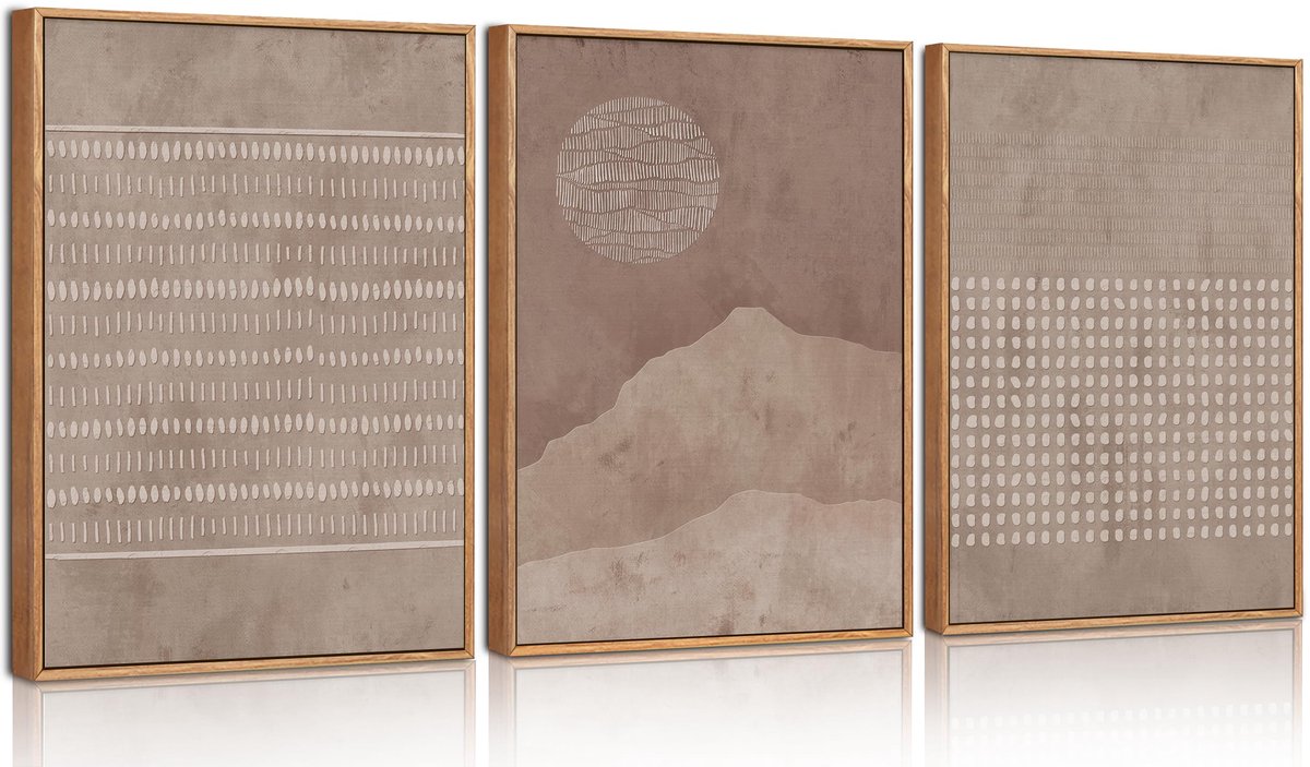 Unyqoos Abstracte Geometrische Kunst op Canvas voor Moderne Interieurs bruin