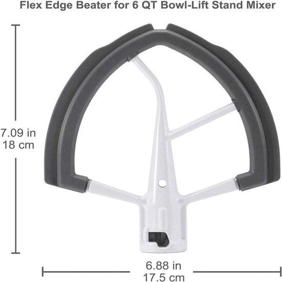 Platte Mixer - 18 X 17.5 Cm - Menghaak - Geschikt Voor Kitchenaid Blenders - Komschraper - Vaatwasmachinebestendig - Accessoire - Blenderaccessoires - Keukenaccessoires - Geschikt Voor Kitchenaid Apparaten Van 5,5-6 T - Wit van Merkloos — afbeelding 5