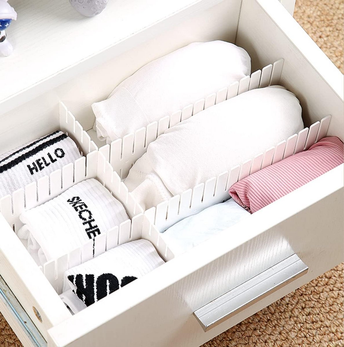 12 Stuks Verstelbare Ladeverdelers Organizer Wit 32,4 x 7 cm