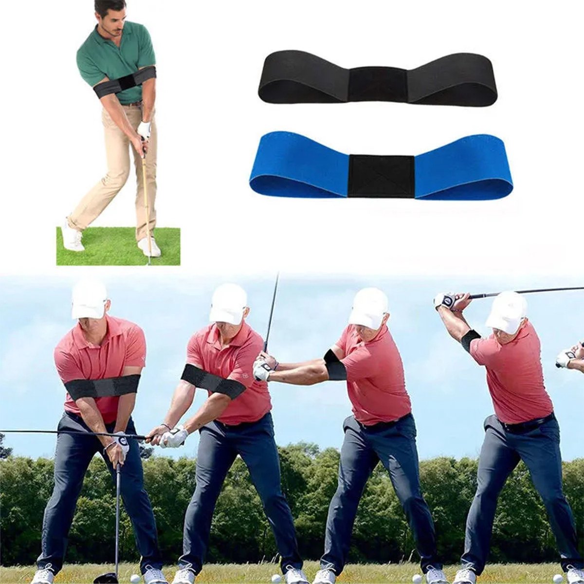 2 stuks Golf Swing Training Band – Swing Correctie & Armsynchronisatie – Verbeter Je Golftechniek Binnen & Buiten