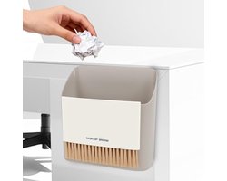 Mini prullenbakbezem: Kleine hangende prullenbak voor wasruimtes, kantoren, bureaus, keukens, kasten, deuren, studentenkamers, bureaus, nachtkastjes, aan de muur gemonteerde prullenbakken, stofborstelset.