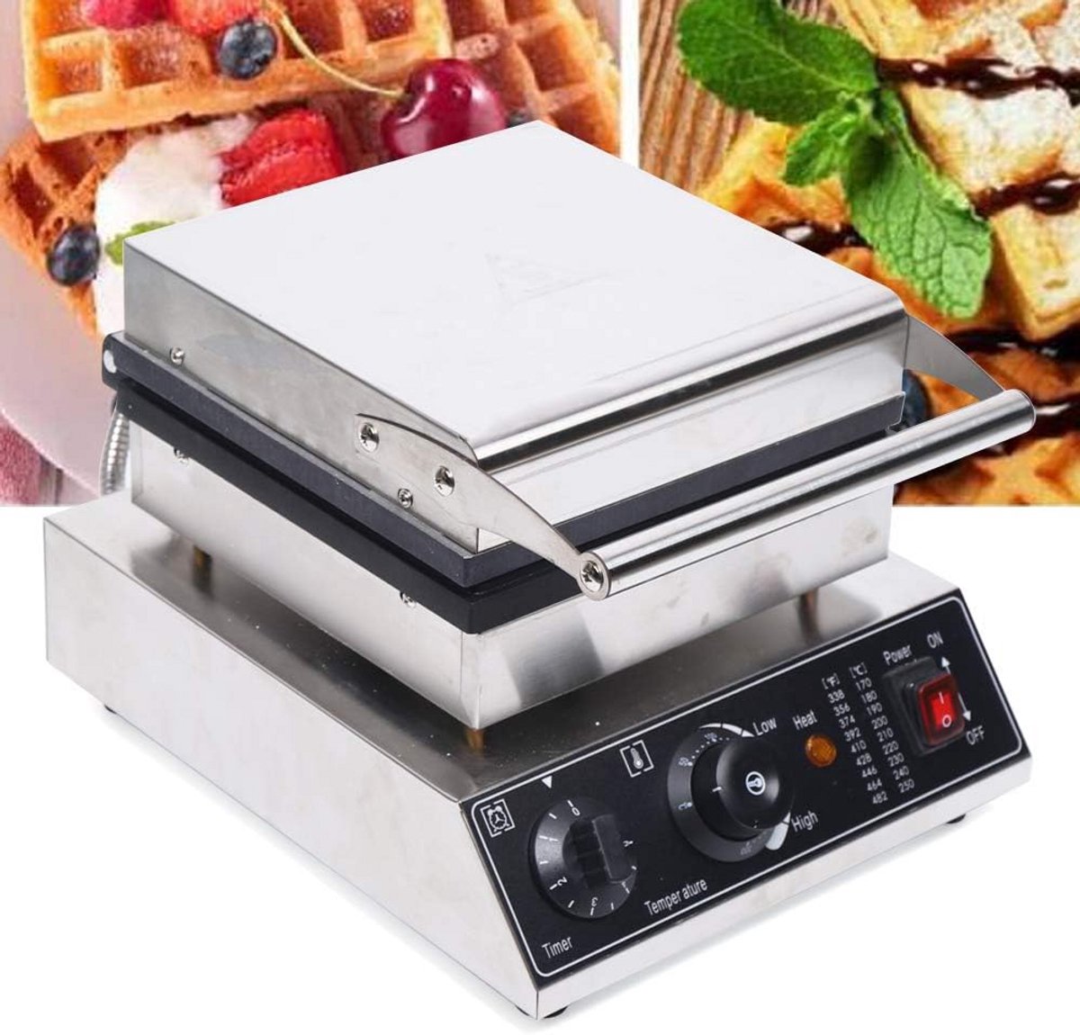 Professionele Wafelijzer met Timer en Instelbare Temperatuur voor Dikke Wafels