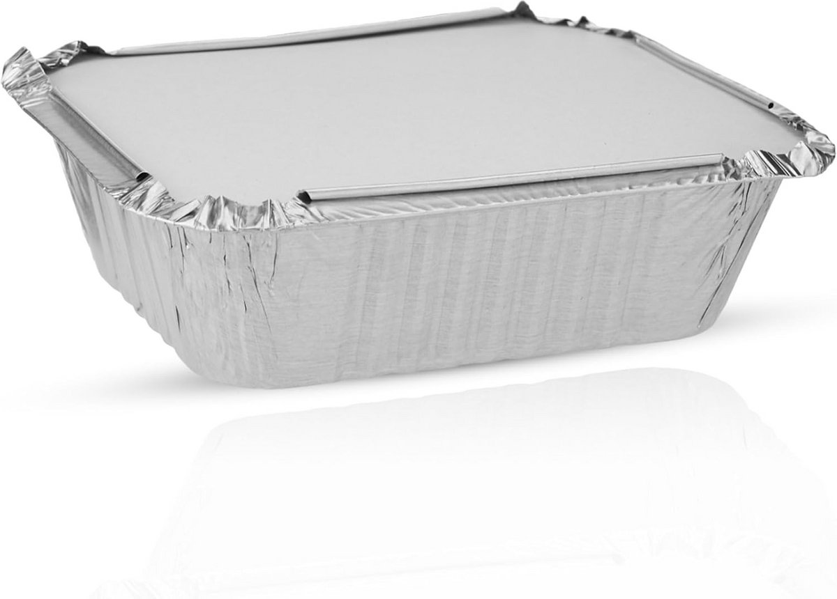 50x Aluminium Foliebakjes met Deksel - Voedselopslag & Bereiding - Wegwerp Bakvormen