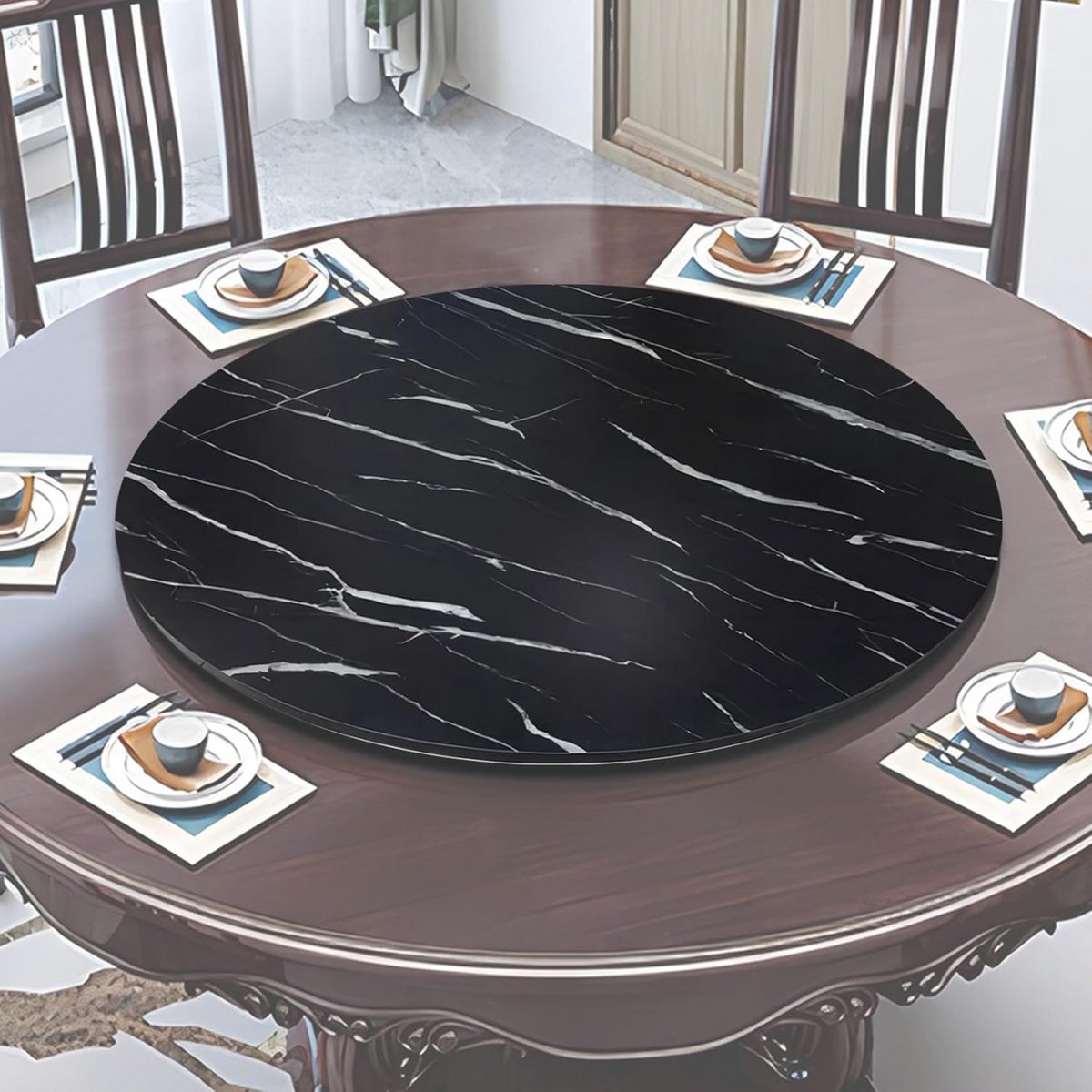 Rond Houten Draaiplateau Eettafel - 360° Draaibaar Lazy Susan - Diverse Diameters