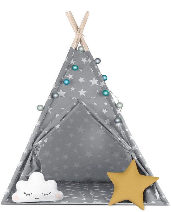 Unyqoos® Kinderlijke Tipi Tent van Natuurlijk Katoen met Accessoires voor Binnen en Buiten van Merkloos — afbeelding 4