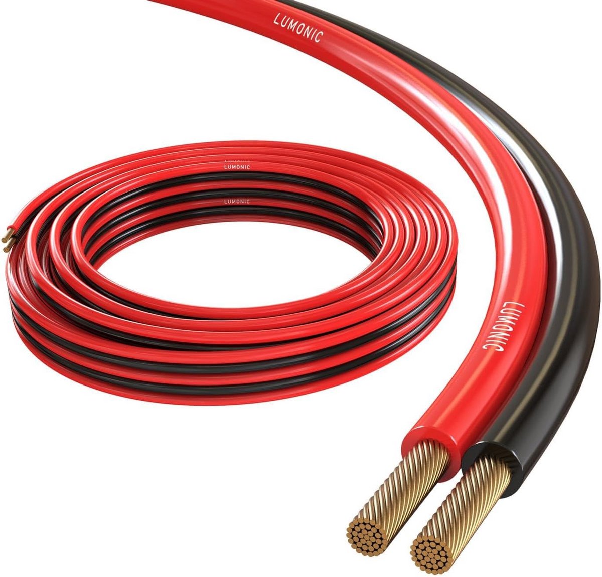 Luidsprekerkabel 10 meter Hifi Audio Koper Bekleed Aluminium CCA Zwart Rood 2x0,75mm