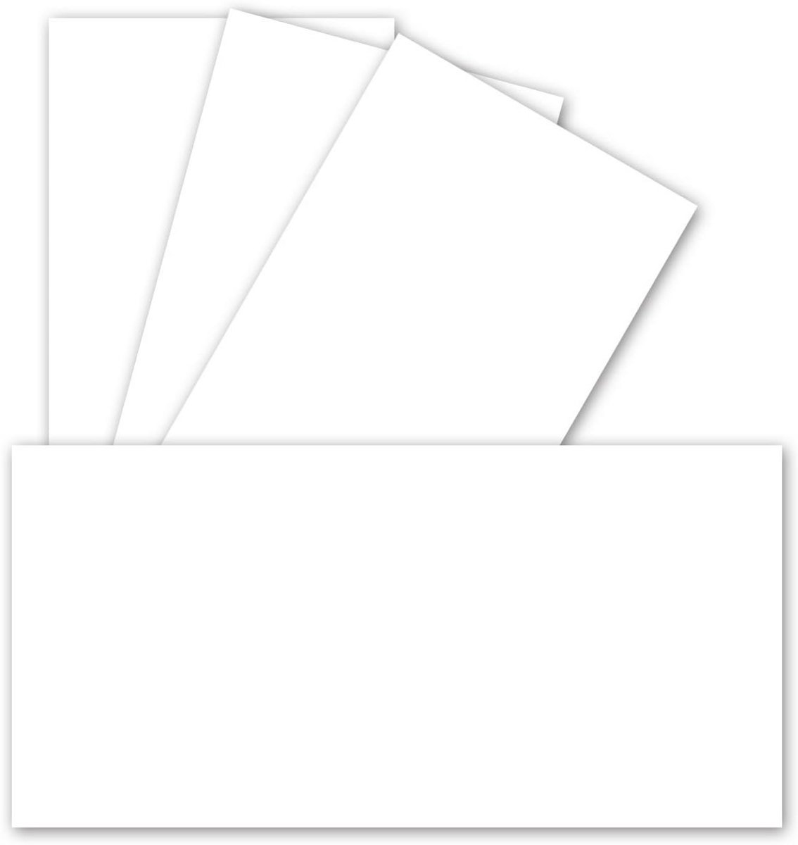 100 Enkele Kaarten DIN Lang (9,9x21 cm) Wit Dik Karton voor Wenskaarten en Uitnodigingen