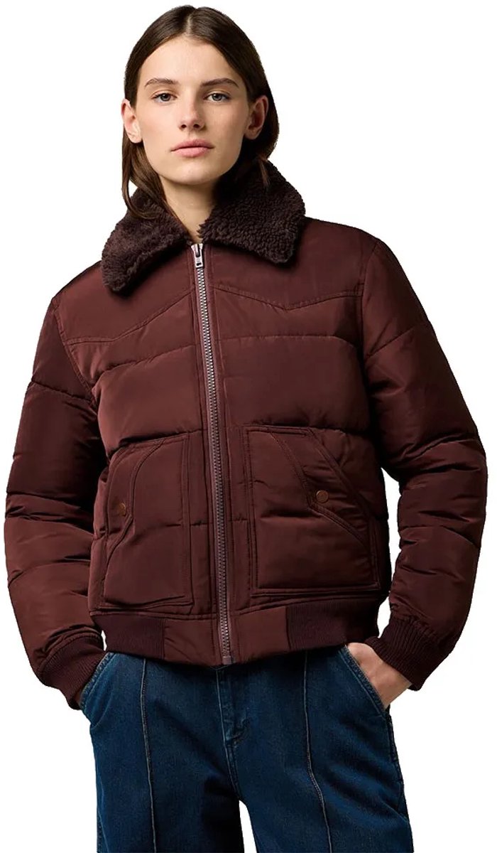 Wrangler Western Regular Fit Gewatteerde Jas S Vrouw Mahogany