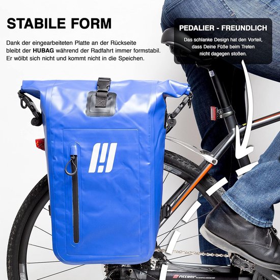 Welhero Fietstas voor bagagedrager, 23 - 28 liter, 100% waterdicht, met