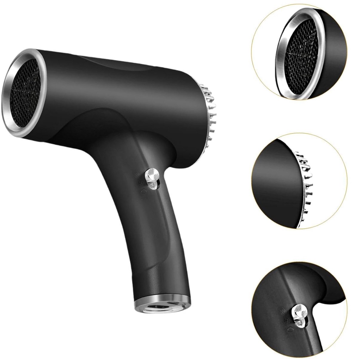 Zwarte Draadloze Föhn met USB-oplader en Warme/Koude Lucht - afbeelding 2