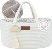 Panier à langer Yunioo pour matelas à langer ou panier à langer│Panier à langer comme accessoire chambre bébé│Sac à langer │Panier de rangement chambre d'enfant│Cadeau maternité baby shower│Panier à jouets│ Wit