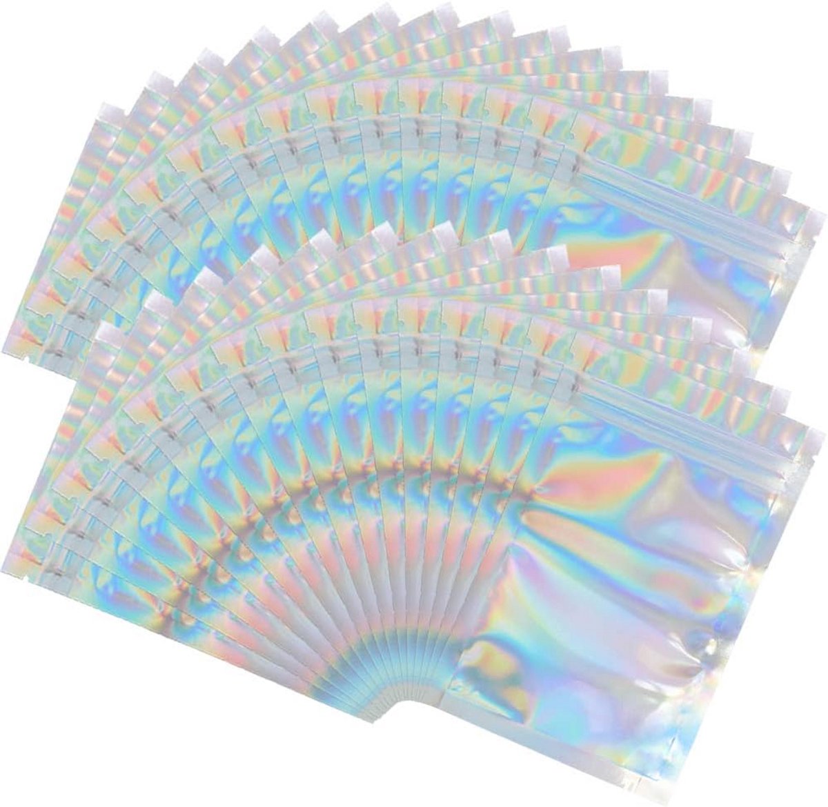 100x Holografische Hersluitbare Zakjes - Geurbestendige Folieverpakking - 7.5x10cm