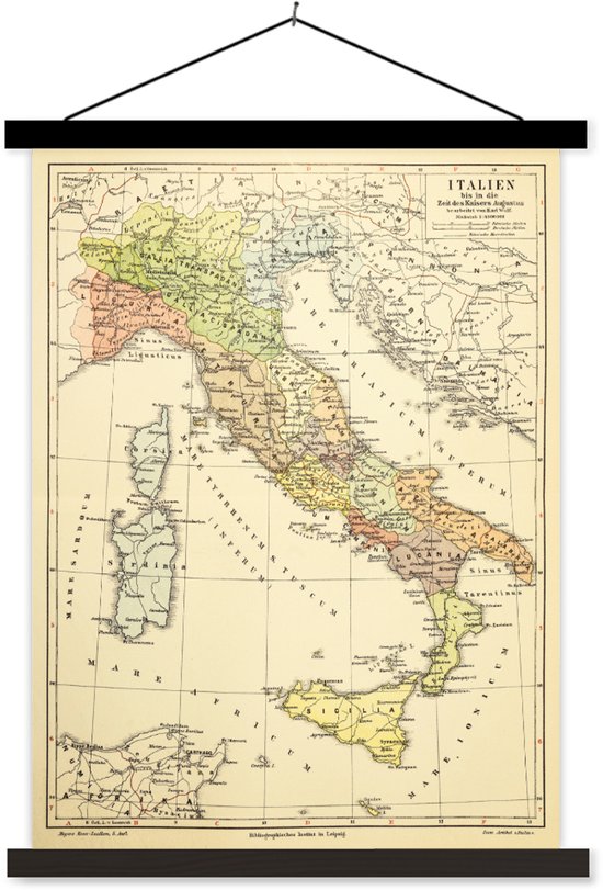Carte ancienne de l'Italie 60x80 cm