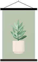 Porte-affiche avec affiche - Affiche scolaire - Plante d'intérieur - Plante succulente - Pot de fleurs - Vert - 40x60 cm - Lattes noires