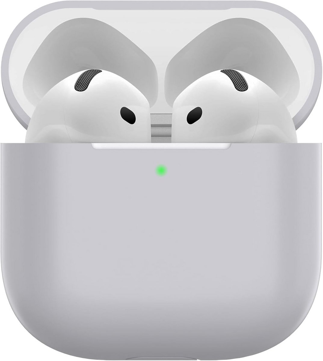 Dun Beschermhoesje voor AirPods 4 (2024 Model) met Zichtbare LED, Siliconen Grijs