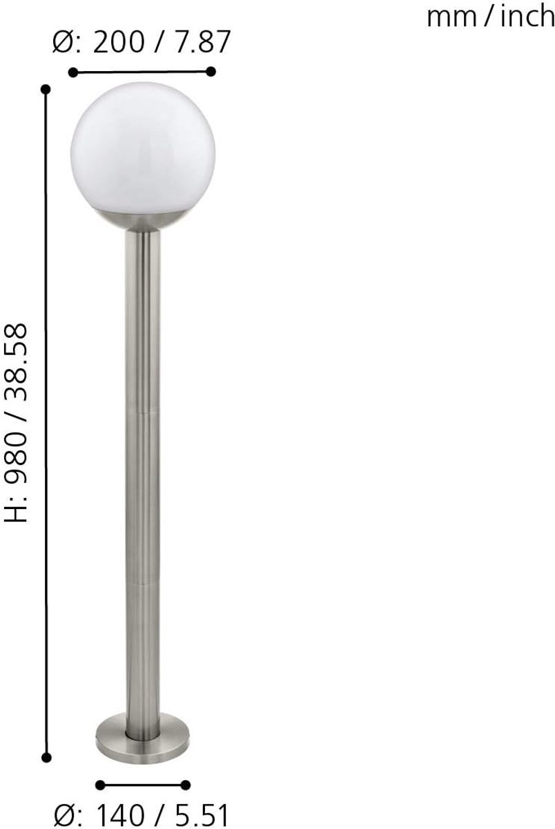 Eglo Nisia-c Lampadaire d'extérieur - Inox E27 - LED