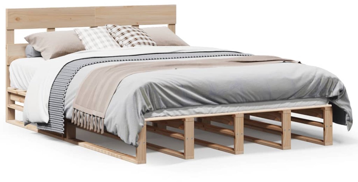 Vloerbed – Laag Bedframe – Minimalistisch Design – Stevig en Comfortabel – Geschikt voor Elke Slaapkamer - Naturel