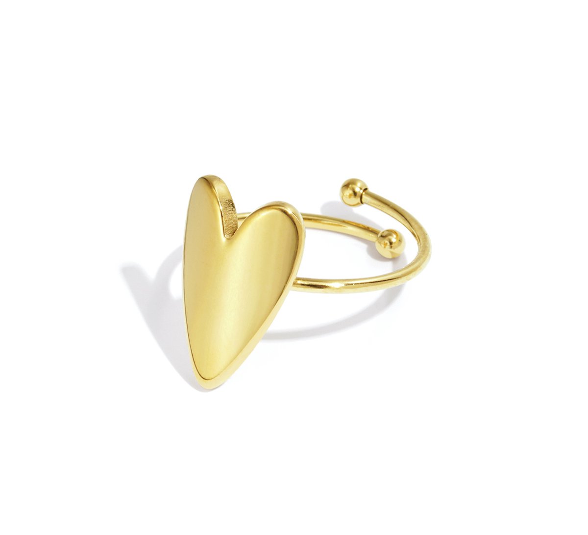 Hartjes ring - Verstelbaar, verkleurt niet - Stainless steel - Goudkleurig - Cadeautip - Damesdingetjes