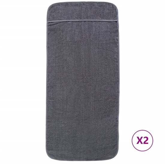 vidaXL Serviettes de plage 2 pcs 400 g/m² 75x200 cm Tissu Anthracite