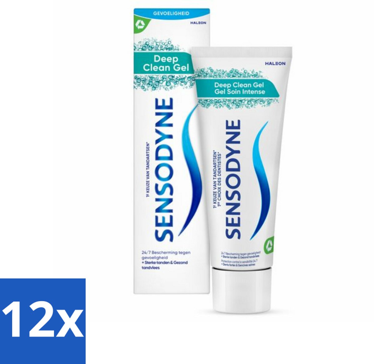 12 x Sensodyne - Tandpasta - Deep Clean Gel - Grondige Reiniging - 75 ml - Tandpasta Voor Gevoelige Tanden - Gevoelige Tanden - Diepe Reiniging - Fluoride Tandpasta - Tandplak Verwijderen