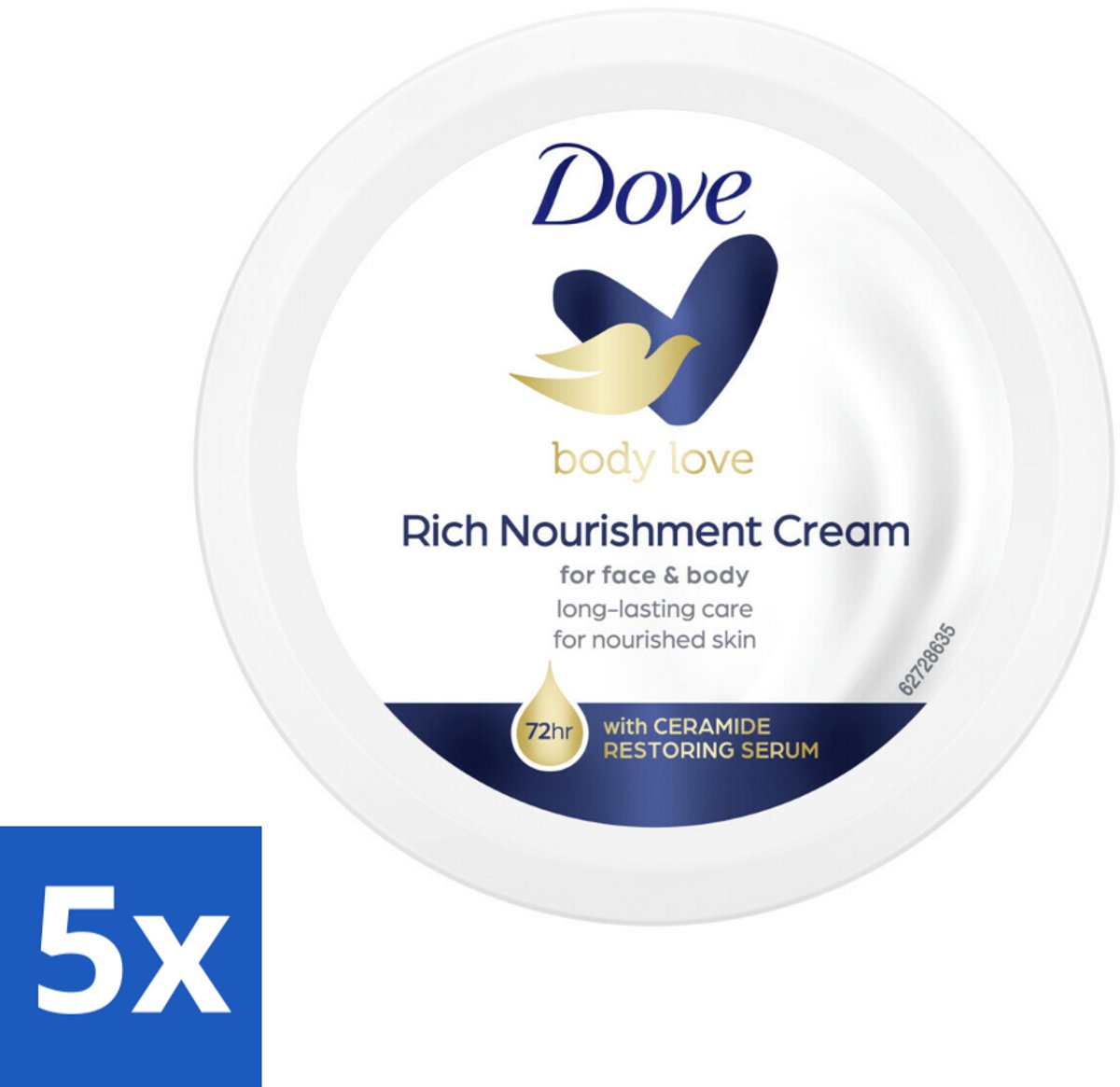 5 x Dove Bodycrème - Voedend - 150 ml - Voedende Crème - Huid Verzorging - Hydratatie - Voeding - Zachte Huid