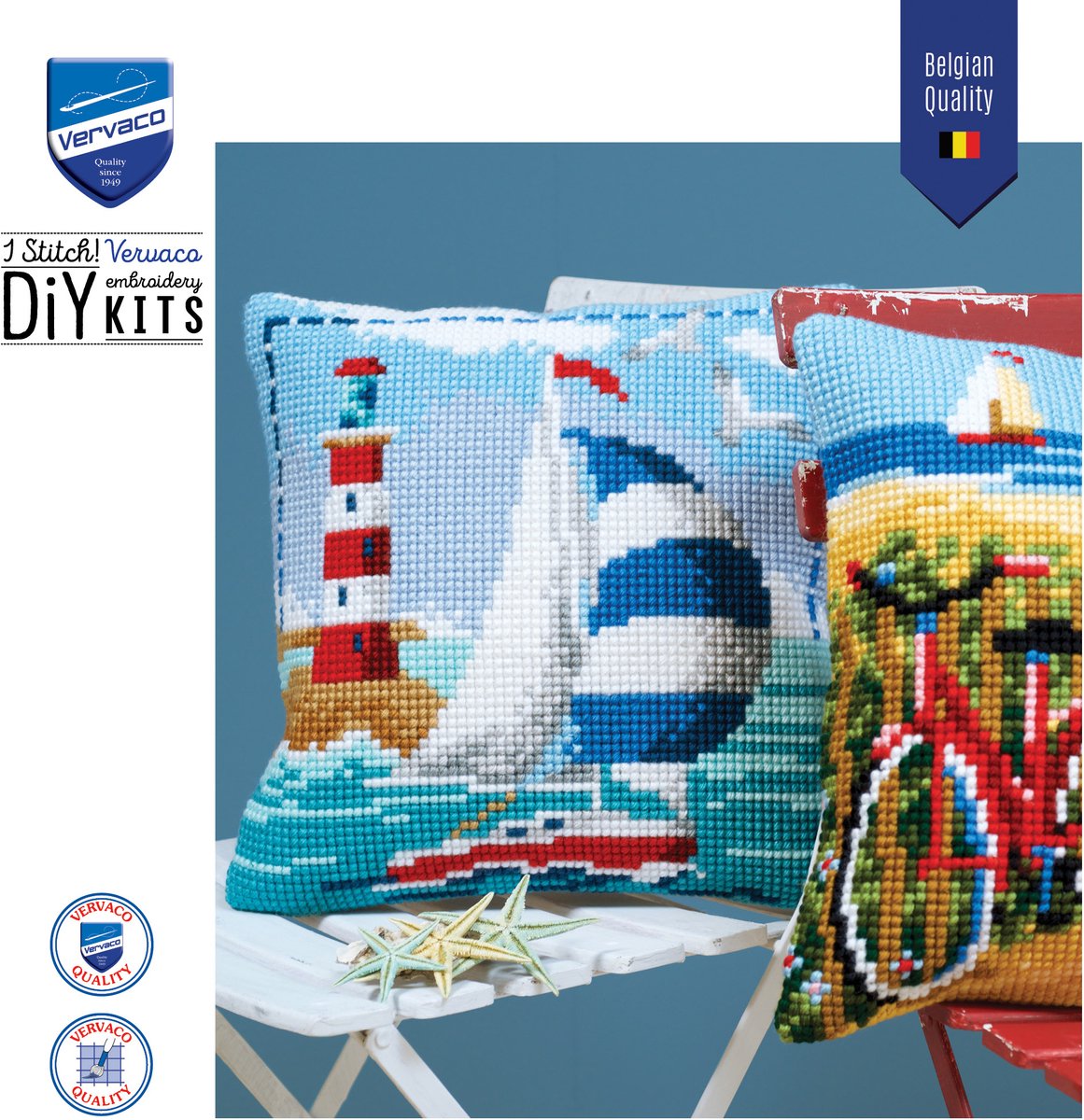 Vervaco - Kruissteekkussen kit - Vuurtoren & zeilboot - PN-0021781 - Borduren - Borduurpakket - Borduurpakket volwassenen - Borduurpakket kind — afbeelding 7