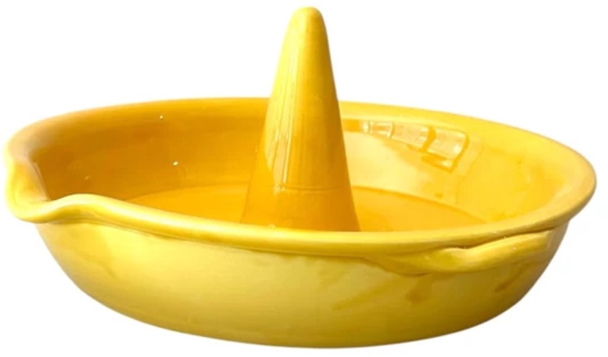 Val Pottery Foolish kiphouder met schaal D33.5cm Frango geel