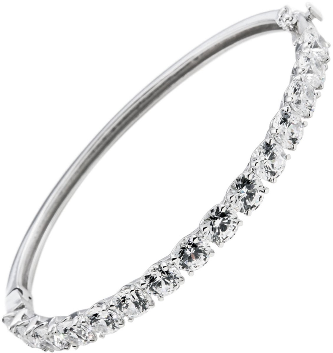 Diamonfire - Zilveren bangle 60 mm - 6 mm breed - Chatonzetting