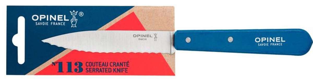Opinel Gekarteld Schilmes N°113 - Robuust Mes met Microvertanding - Blauw