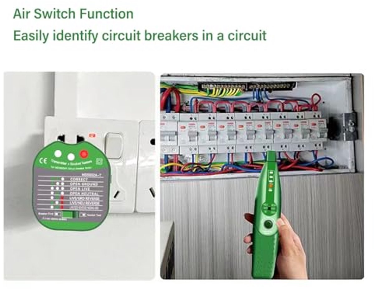 Circuit Breaker Finder, MS5902A Automatic EU Plug Socket Tester Quickly Locates Circuits or Fuses, Audible/Visual Warning and 3 Indicators,