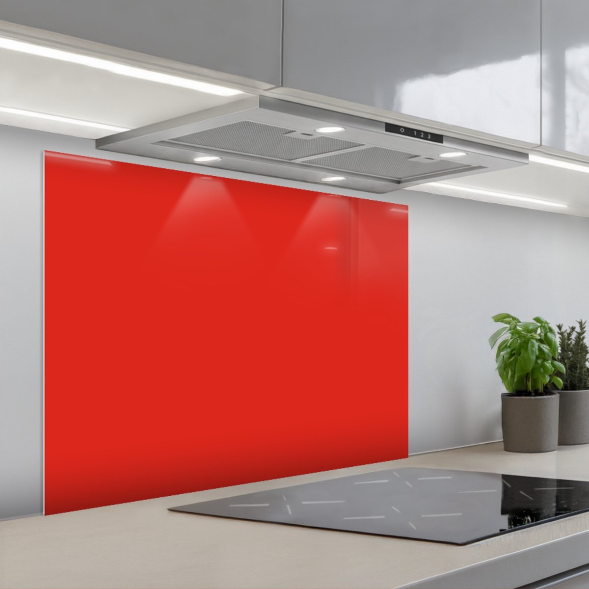 Spatscherm 80x60 cm - Zelfklevende achterwand Rood - Kleur - Effen - Keuken muurbeschermer - Spatwand fornuis