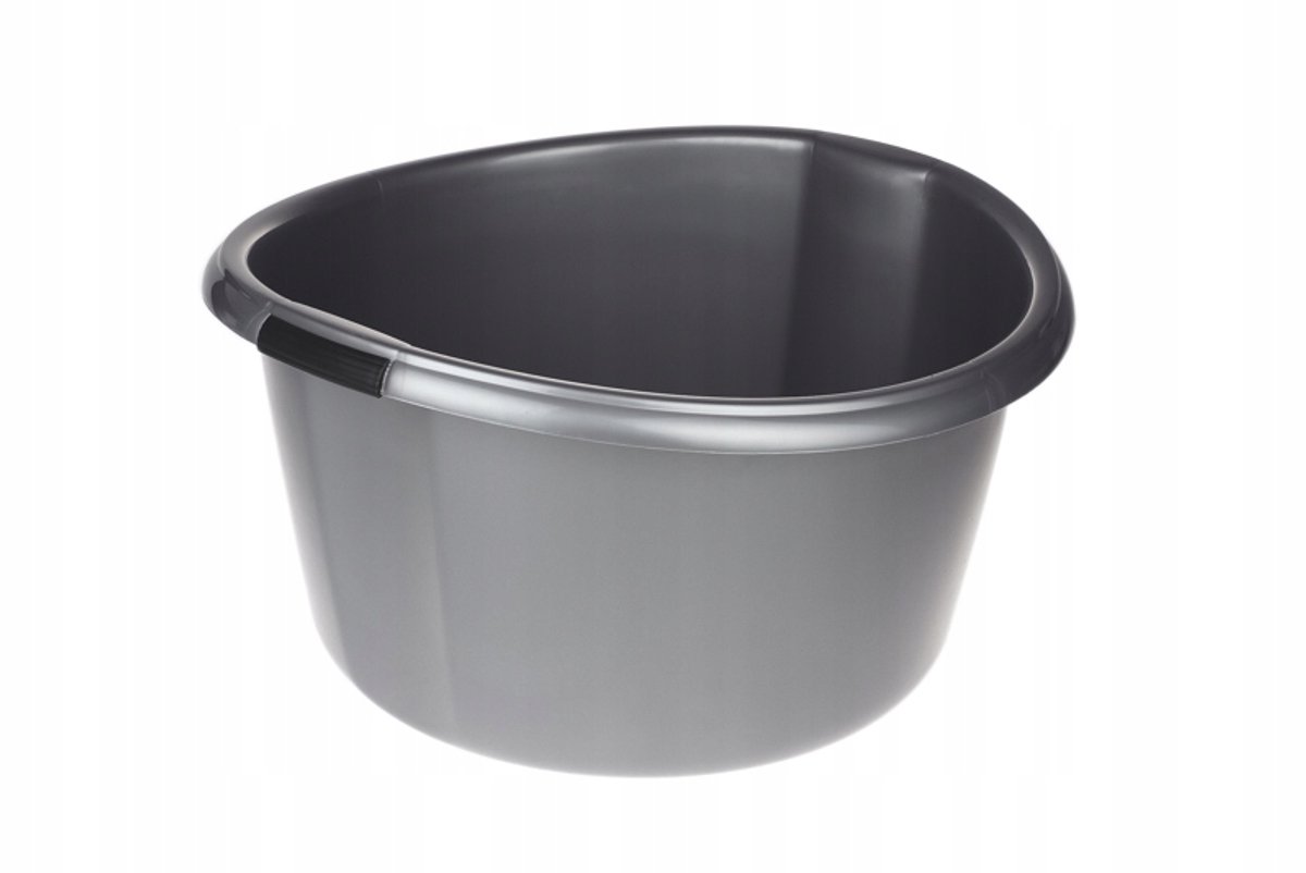 Sterke 30L Plastic Wasbak met Handvatten - Zilverkleurig