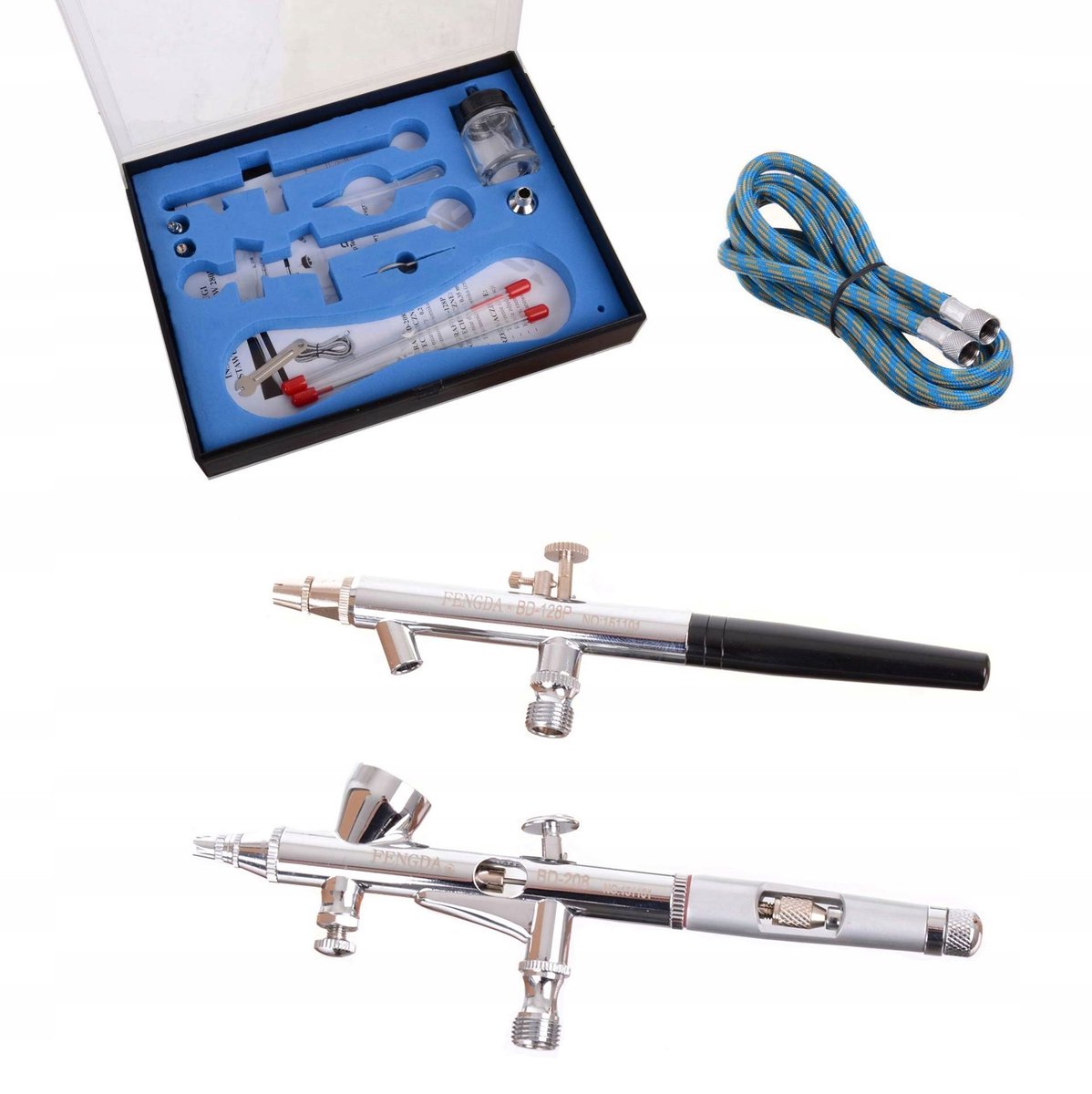 Fengda Aerograaf Set BD-280K met 4 Spuitmonden (0,2-0,5mm)