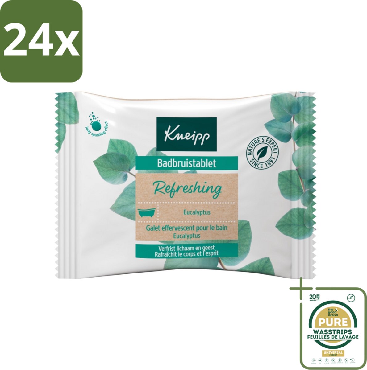 Kneipp - Badbruistablet - Mint Eucalyptus - Voordeelverpakking - 24 stuks - Munt - Welness